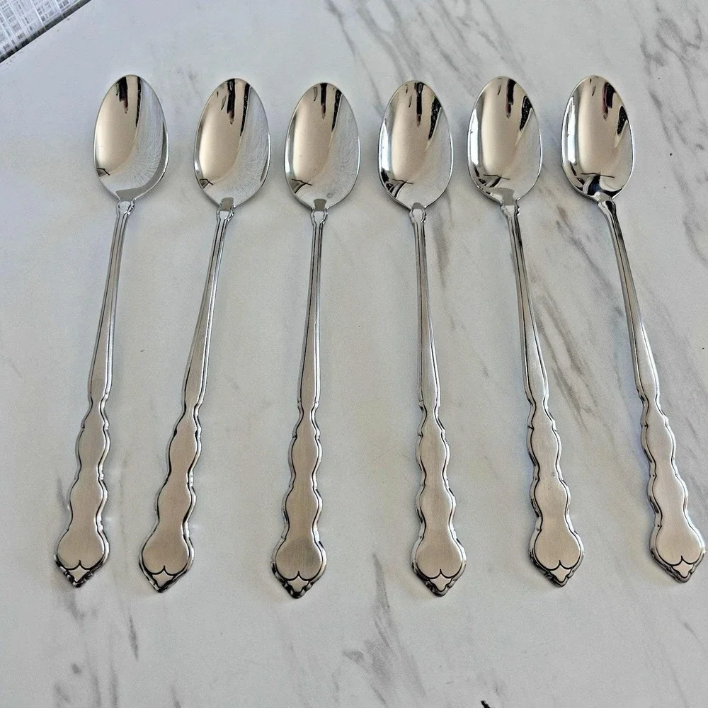Oneida VALERIE Iced Teaspoons HH Distinction Deluxe Stainless Flatware Lot of 6